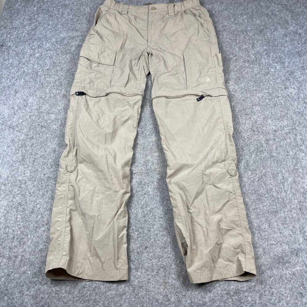 The North Face Mens Khaki Convertible Cargo Hiking Pants Zip Off Tan Small